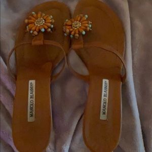 Manolo Blahnik Kitten Heel Sandals